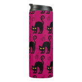 Halloween Cat: Abstraktes nahtloses Muster Thermosbecher (Nach rechts gedreht)