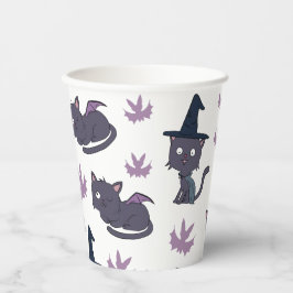 Halloween Cat and Bat Pattern Pappbecher
