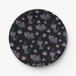 Halloween Cat and Bat Pattern Pappteller