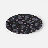 Halloween Cat and Bat Pattern Pappteller (Schrägansicht)