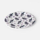 Halloween Cat and Bat Pattern Pappteller (Schrägansicht)