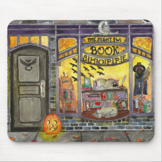 Halloween Cat and Book Shop Mousepad