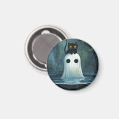Halloween Cat and Ghost in Pool Magnet (Vorderseite/Rückseite)