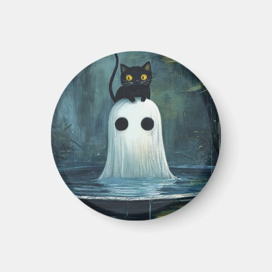 Halloween Cat and Ghost in Pool Magnet (Vorne)