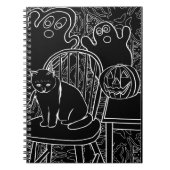 Halloween Cat and Ghosts Notebook Notizblock (Vorderseite)