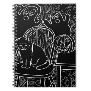 Halloween Cat and Ghosts Notebook Notizblock
