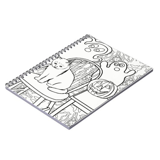 Halloween Cat and Ghosts Notebook Notizblock (Linke Seite)