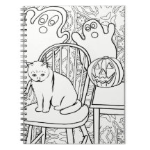 Halloween Cat and Ghosts Notebook