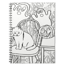 Halloween Cat and Ghosts Notebook Notizblock