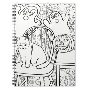 Halloween Cat and Ghosts Notebook Notizblock