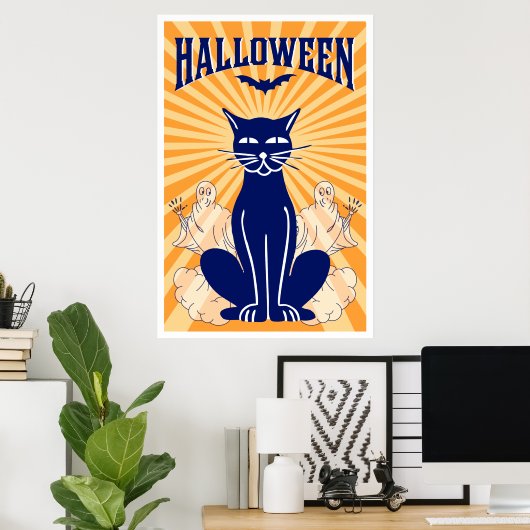 Halloween Cat and Ghosts Poster (Heimbüro)