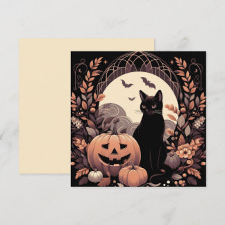 Halloween Cat and Jack-o'lantern Spooky Karte