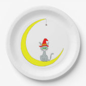 Halloween Cat and Moon Pappteller (Vorderseite)