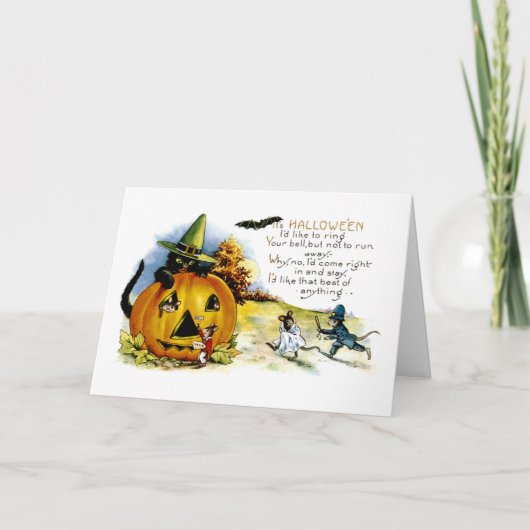Halloween Cat and Mouse Karte (Vorderseite)