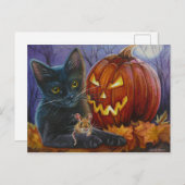 Halloween Cat and Mouse No. 2 Watercolor Art Postkarte (Vorne/Hinten)