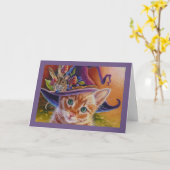 Halloween Cat and Mouse Nr. 1 Wasserfarbenkunst Karte (Gelbe Blume)