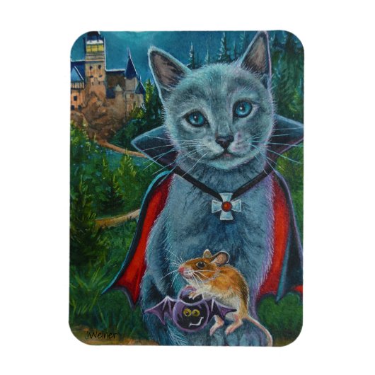 Halloween Cat and Mouse Nr. 3 Wasserfarbenkunst Magnet (Vertikal)