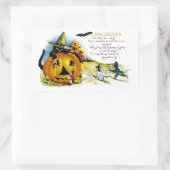 Halloween Cat and Mouse Rechteckiger Aufkleber (Tasche)