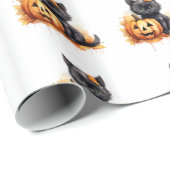 Halloween Cat and Pumpkin Wrapping Paper Geschenkpapier (Rolleneckpunkt)