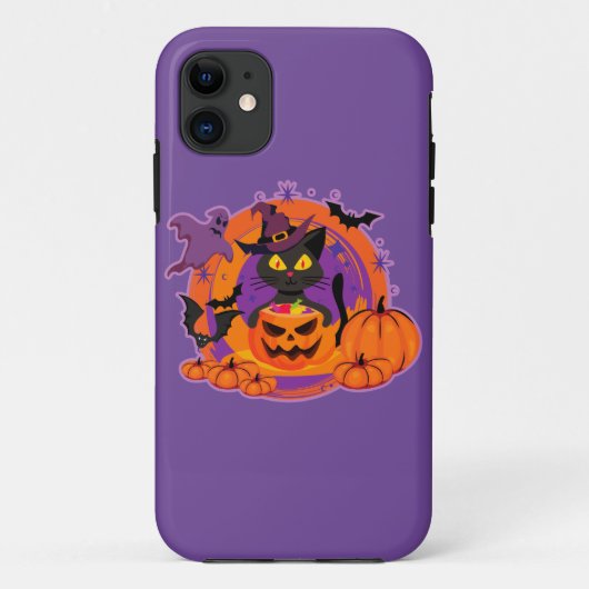 Halloween Cat and Pumpkins Case-Mate iPhone Hülle (Rückseite)