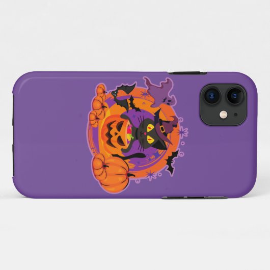 Halloween Cat and Pumpkins Case-Mate iPhone Hülle (Rückseite (Horizontal))