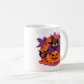 Halloween Cat and Pumpkins Kaffeetasse (VorderseiteRechts)