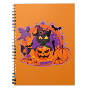 Halloween Cat and Pumpkins Notizblock
