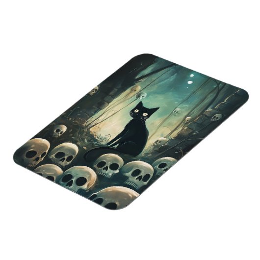 Halloween Cat and Skulls Magnet (Linke Seite)