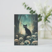 Halloween Cat and Skulls Postkarte (Stehend Vorderseite)