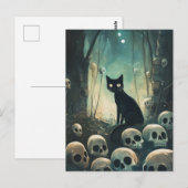 Halloween Cat and Skulls Postkarte (Vorne/Hinten)