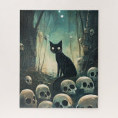 Halloween Cat and Skulls Puzzle (Vertikal)
