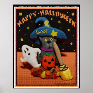 Halloween Cat Art Poster