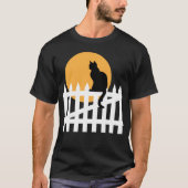 Halloween Cat auf einem Zaun mit dem Erntemond T-Shirt (Vorderseite)