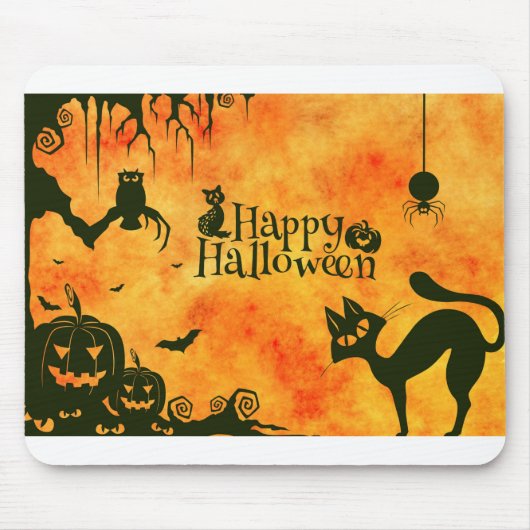 Halloween Cat Beängstigend surreal Die Atmosphäre Mousepad (Vorne)