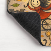 Halloween Cat & Bicycle Girl Mousepad (Ecke)