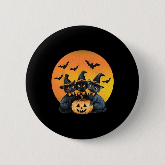 Halloween Cat Black Cat Halloween Beängstigend Kat Button (Vorderseite)