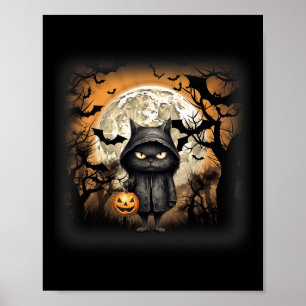Halloween Cat Black Cat Halloween Beängstigend Kat Poster