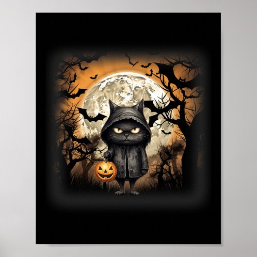 Halloween Cat Black Cat Halloween Beängstigend Kat Poster (Vorne)