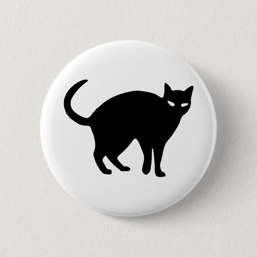 Halloween Cat Black Spooky Angry Schwanz Tier Tier Button (Vorderseite)