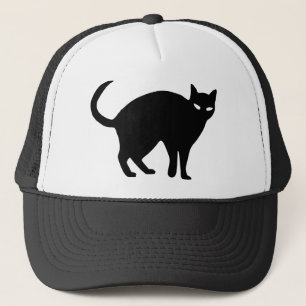 Halloween Cat Black Spooky Angry Schwanz Tier Tier Truckerkappe