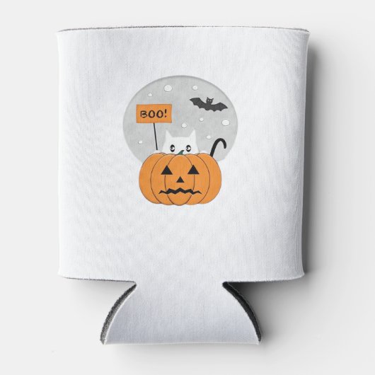 Halloween Cat Boo Illustration Classic T - Shirt Dosenkühler (Vorderseite)