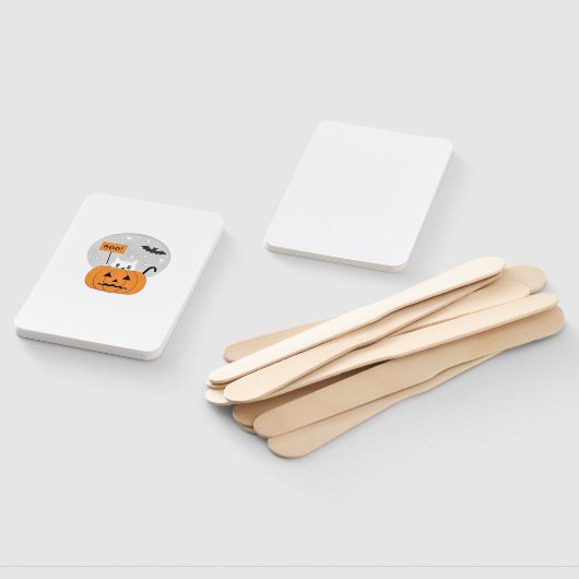 Halloween Cat Boo Illustration Classic T-Shirt Fächer (Non-assembled)