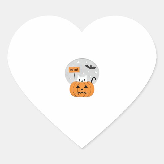 Halloween Cat Boo Illustration Classic T - Shirt Herz-Aufkleber (Vorderseite)