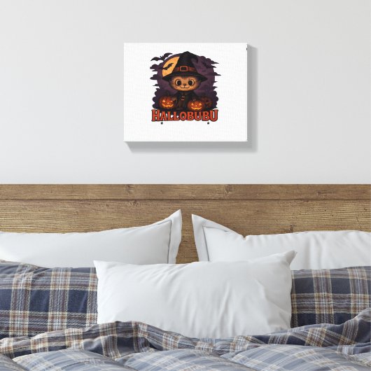 Halloween Cat Boo Illustration Classic T - Shirt Leinwanddruck (Insitu (Schlafzimmer))