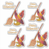 Halloween Cat & Broom Vinyl Cut Aufkleber (Vorderseite)