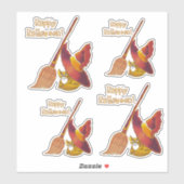 Halloween Cat & Broom Vinyl Cut Aufkleber (Blatt)
