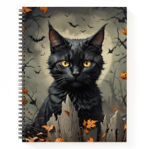 Halloween Cat Bullet Line Rezept Notebook