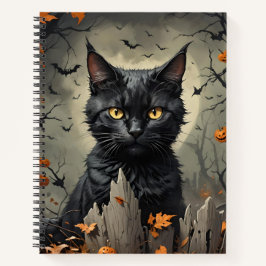 Halloween Cat Bullet Line Rezept Notebook Notizblock