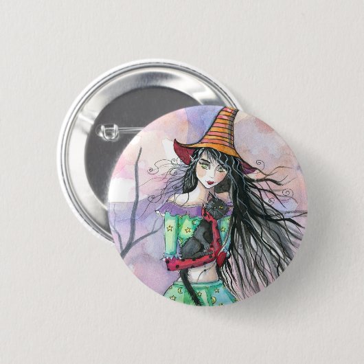 Halloween Cat Button Button (Vorne & Hinten)