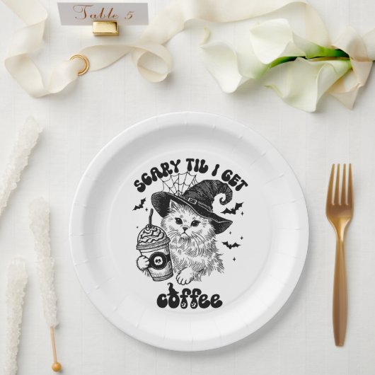 Halloween Cat Coffee Paper Plate Pappteller (Hochzeit)